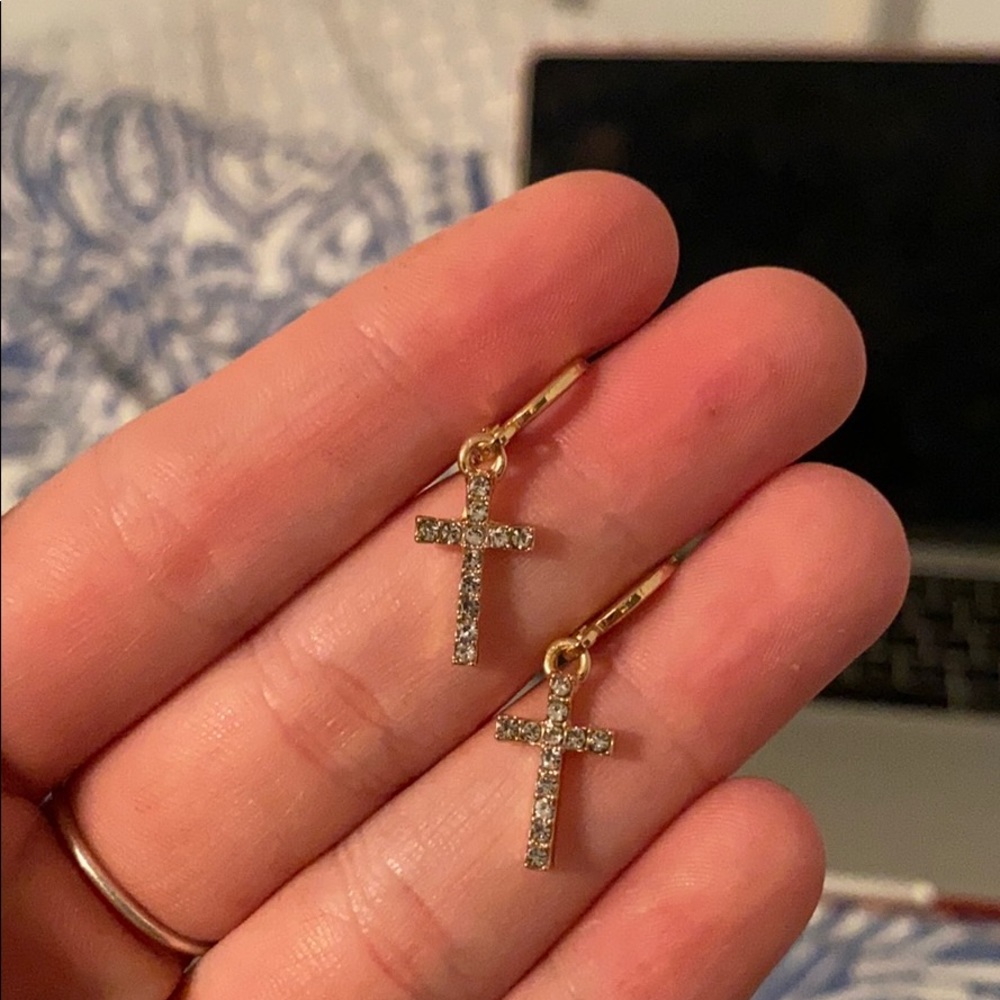 Gold cross earrings